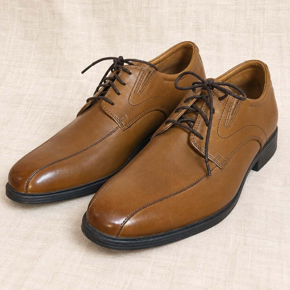 Clarks Whiddon Pace Shoes Mens 11 M Tan Leather Apron Toe Lace Up